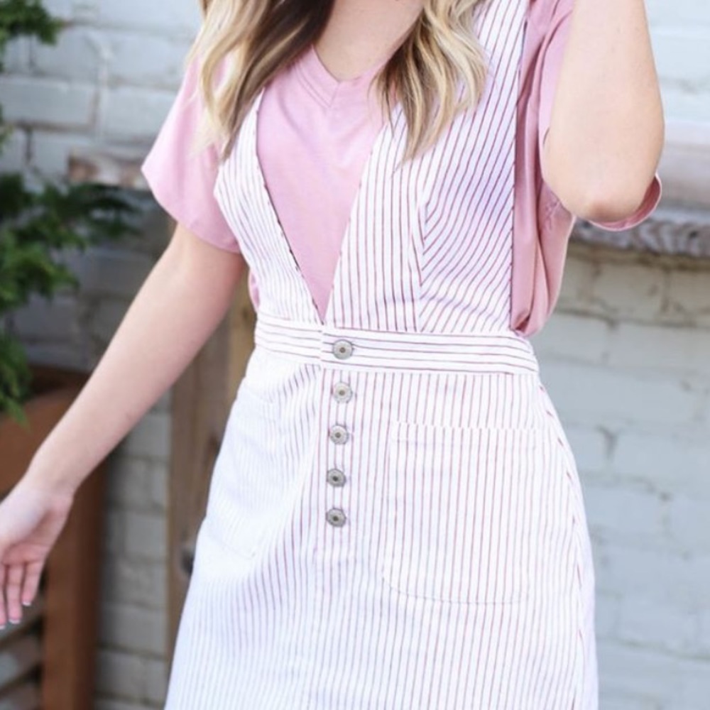 Red and white striped dress